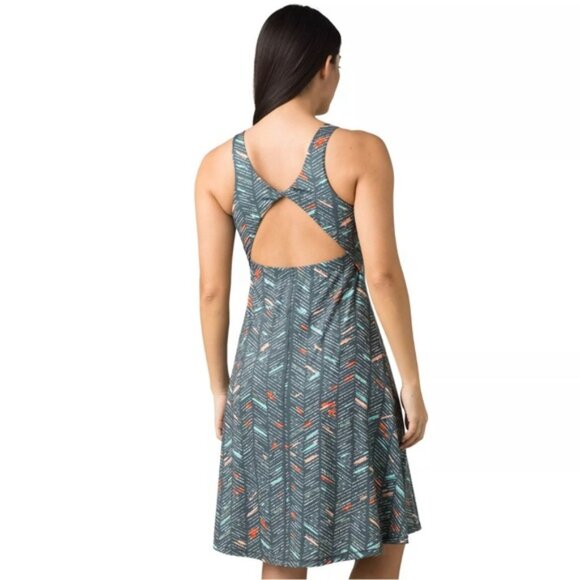 NWT PrAna Skypath Chalkboard Sketch Open Back Shelf Bra Dress MEDIUM - Picture 3 of 13